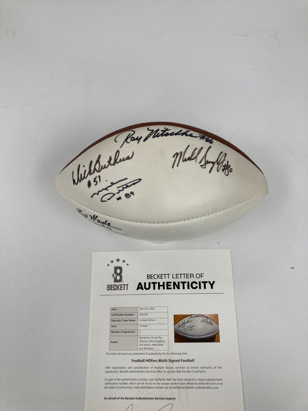 Ray Nitschke Dick Butkus Mike Ditka HOF Multi Signed Football Beckett COA