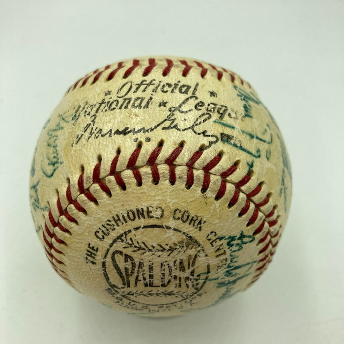 1967 Chicago Cubs Team Signed Baseball Ernie Banks Beckett COA