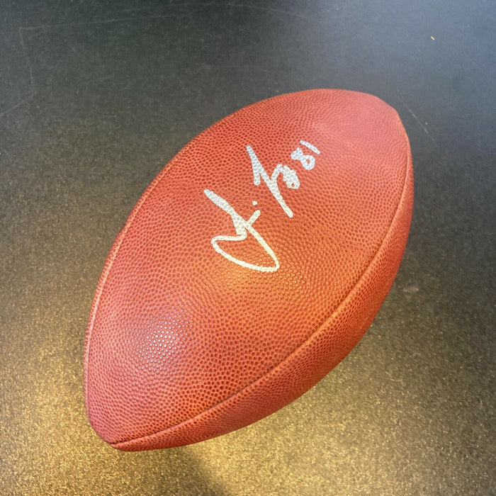 Amani Toomer Keith Elias Stephen Baker Signed Game Used NFL Wilson Football JSA