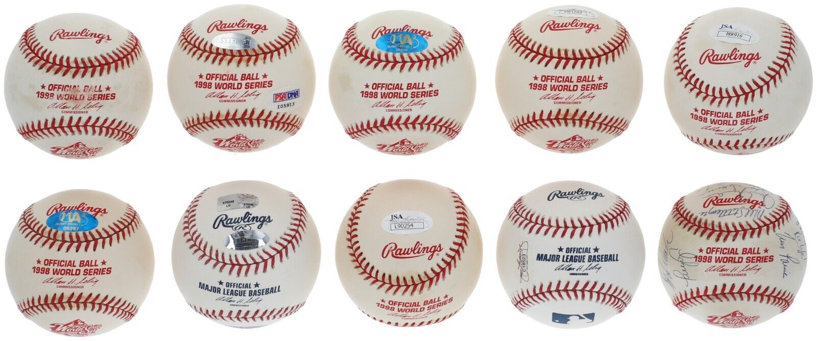 1998 New York Yankees WS Champs Team Signed Baseball Collection 51 Balls JSA COA