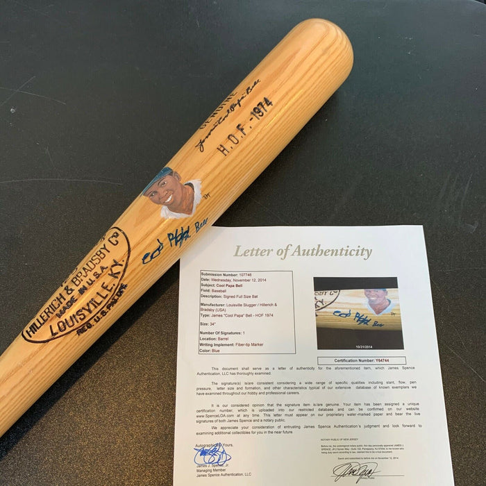 Rare Cool Papa Bell Signed Louisville Slugger Game Model Bat  Negro League JSA