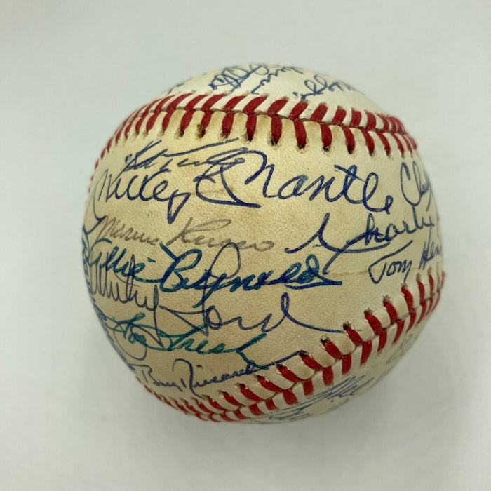Mickey Mantle Joe Dimaggio New York Yankees Greats Signed Baseball 35 Sigs JSA