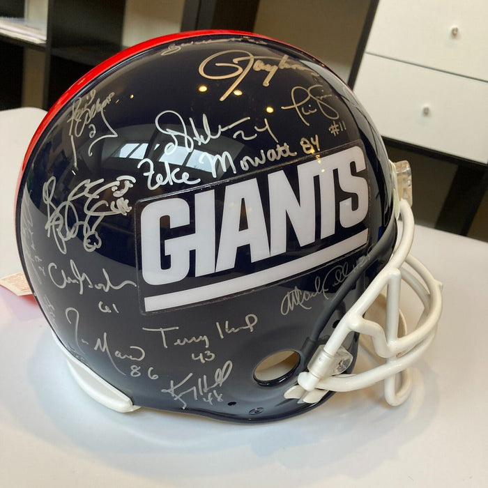1986 New York Giants Super Bowl Champs Team Signed Full Size Helmet Steiner COA