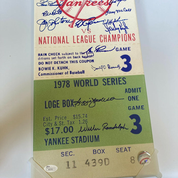 1978 New York Yankees World Series Champs Team Signed Jumbo 9x33 Ticket JSA COA
