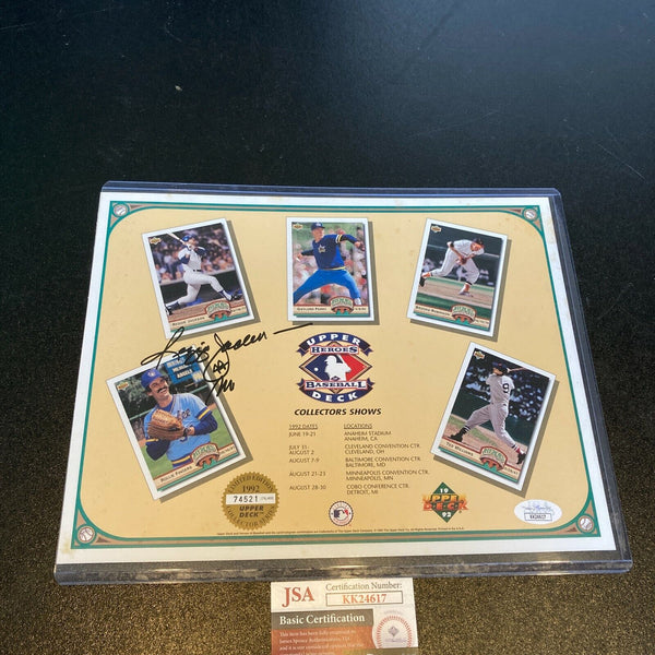 Reggie Jackson Signed 1992 Upper Deck Heroes Baseball Card Sheet JSA COA