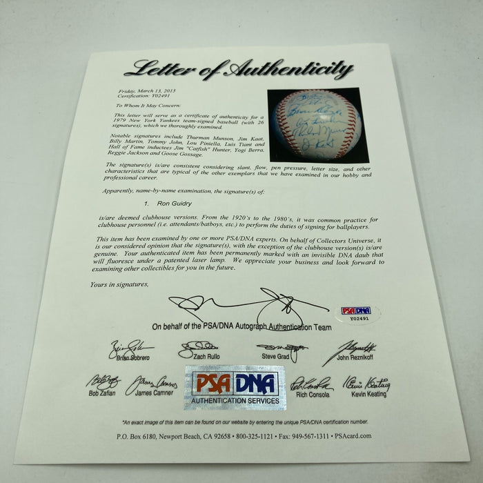 Beautiful Thurman Munson 1979 New York Yankees Team Signed Baseball PSA DNA RARE