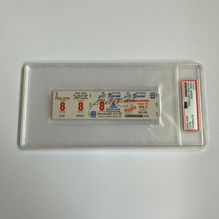 Hank Aaron Signed Original 715th Home Run Full Ticket 4-8-1974 PSA DNA