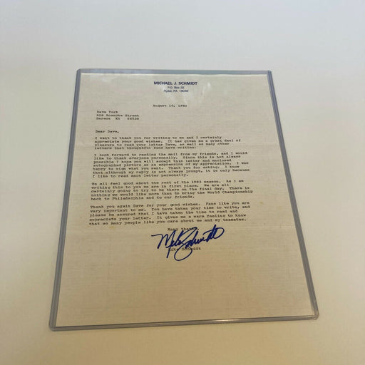 Mike Schmidt 1983 Signed Letter With Great Content World Series Phillies