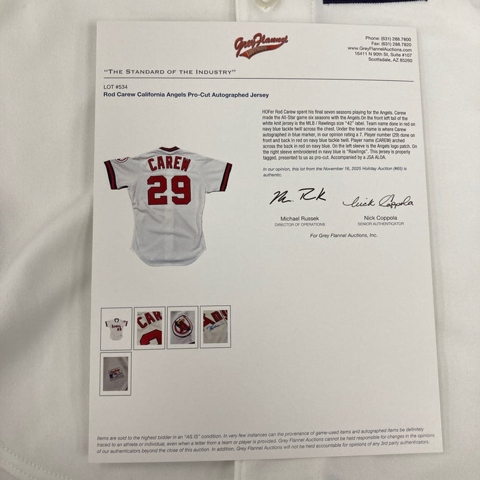 Rod  Jersey Signed Rawlings California Angels Pro Cut Game Jersey JSA COA