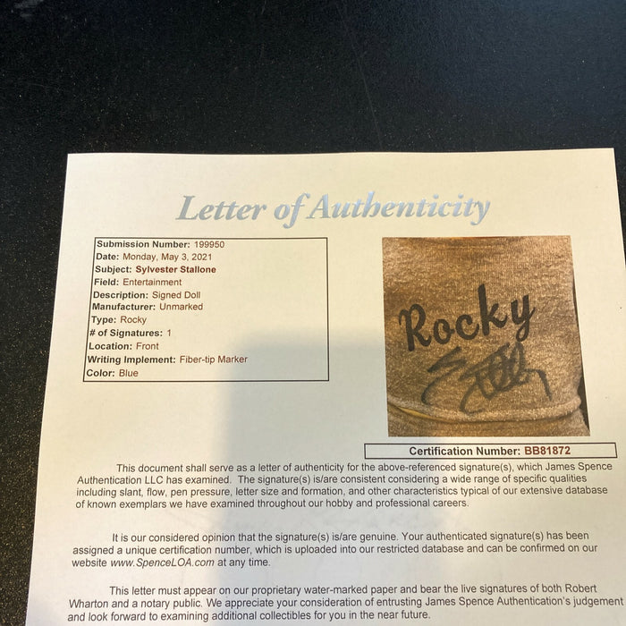 Sylvester Stallone Signed Vintage 1985 Rocky Balboa Doll Figure With JSA COA