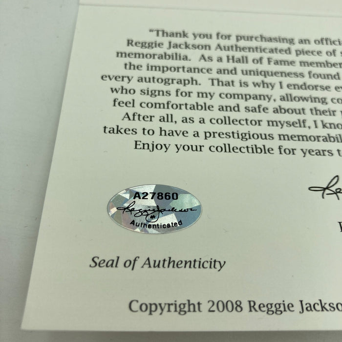 Joe Montana Signed Heavily Inscribed Career STAT Baseball Reggie Jackson COA