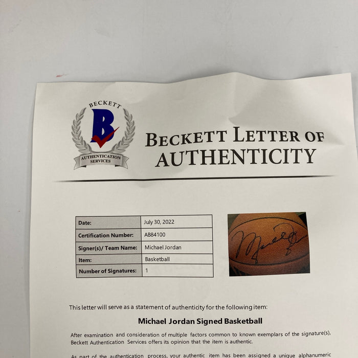 Beautiful Michael Jordan Signed Basketball UDA Upper Deck & Beckett