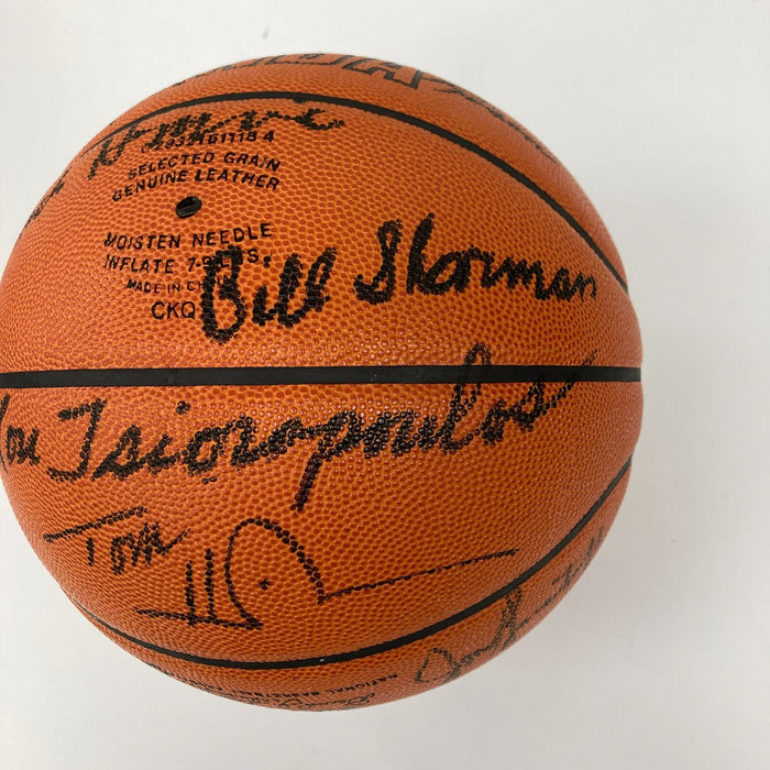 1956-57 Boston Celtics NBA Champs Team Signed Game Basketball Beckett COA