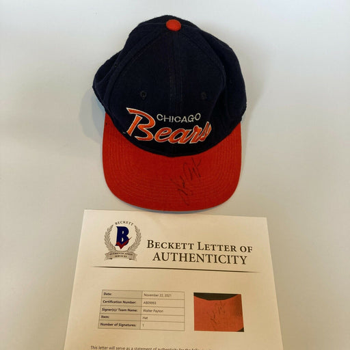 Walter Payton Signed Vintage Chicago Bears Hat Cap With Beckett & JSA COA