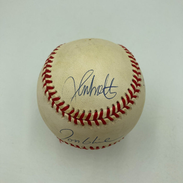 Greg Maddux Tom Glavine John Smoltz 1995 Atlanta Braves Signed Baseball Beckett