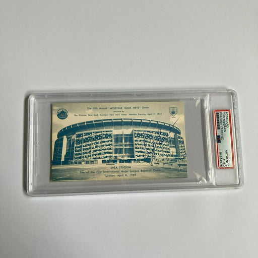 Tug McGraw Signed 1969 New York Mets Shea Stadium Postcard PSA DNA RARE