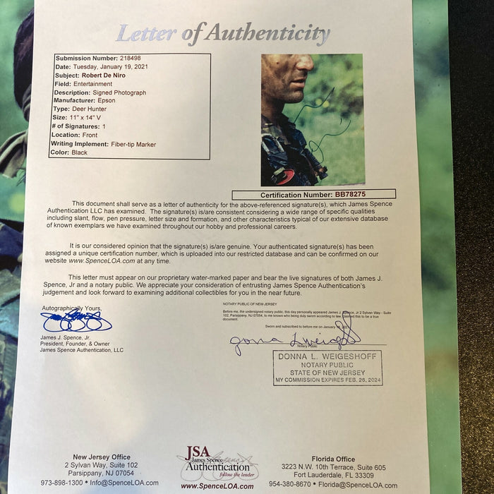 Robert De Niro Signed Autographed 11x14 Deerhunter Movie Photo With JSA COA