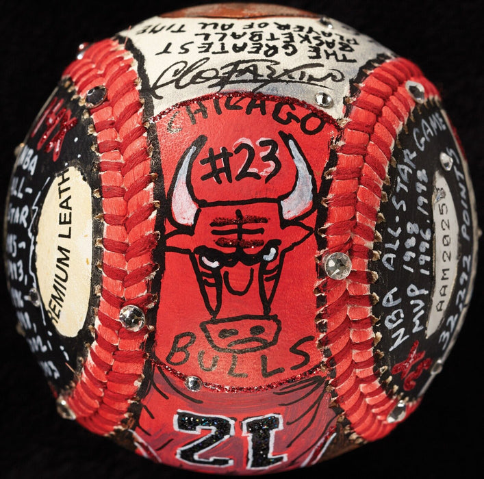 Michael Jordan Signed Charles Fazzino Hand Painted Pop Art Baseball UDA Beckett