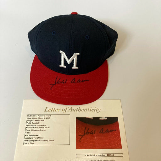 Hank Aaron Signed Authentic 1957 Milwaukee Braves Model Hat JSA COA