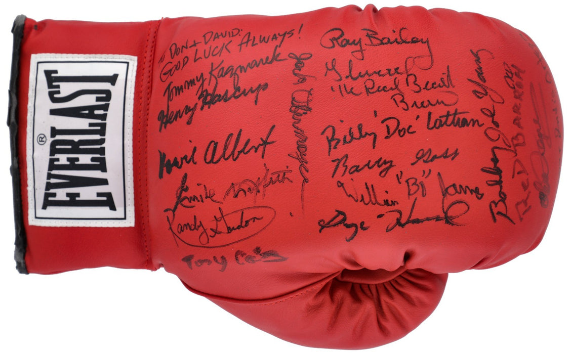 Boxing Greats Multi Signed Glove 17 Sig Chuck Wepner Bobby Joe Young Beckett COA
