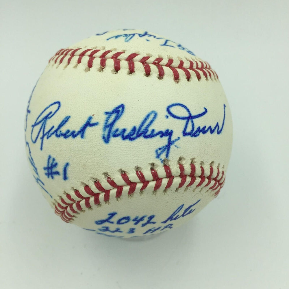 Bobby Doerr Full Name Signed Heavily Career Stat Baseball PSA