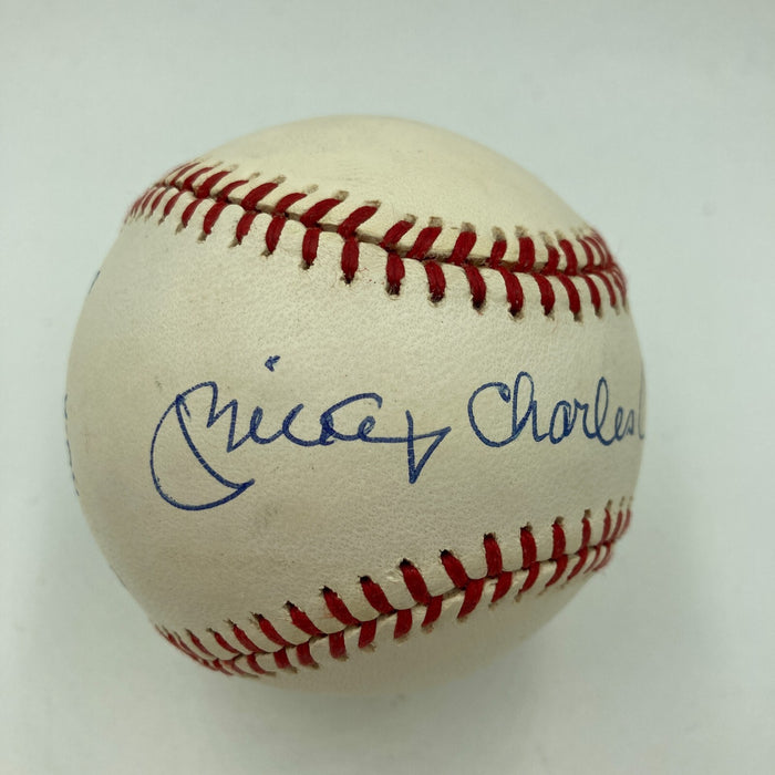 Mint Mickey Charles Mantle Signed American League Baseball JSA COA