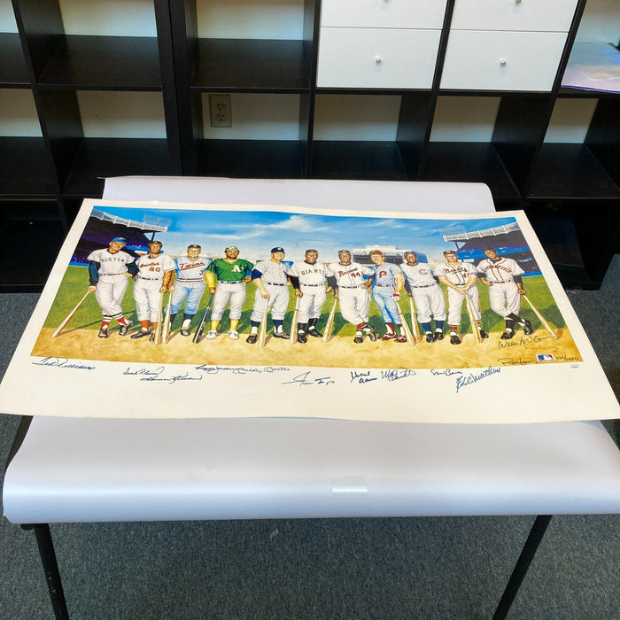 Beautiful 500 Home Run Club Signed Large Litho Mickey Mantle Ted Williams JSA
