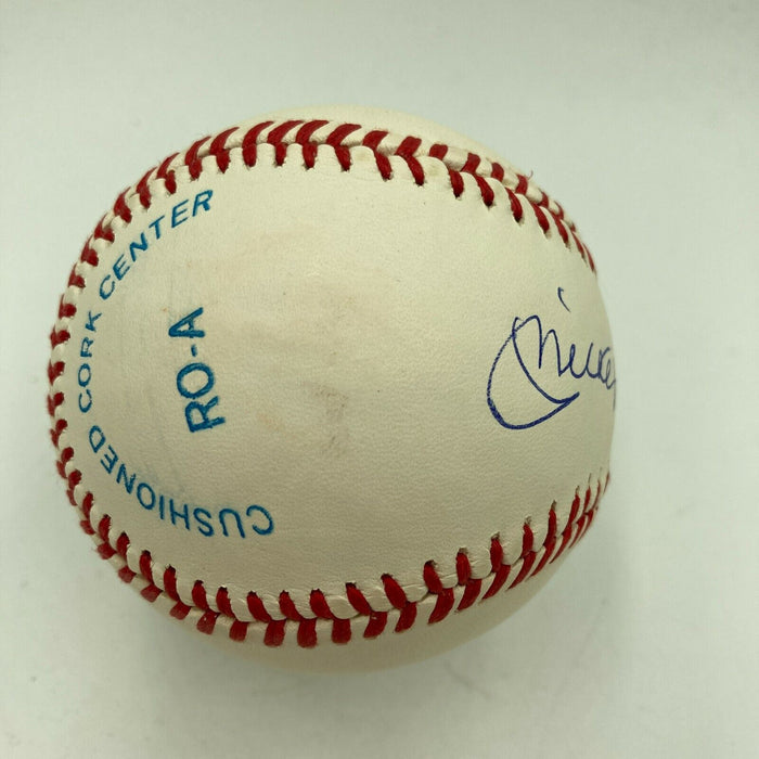 Beautiful Mickey Mantle Signed American League Baseball PSA DNA Graded MINT 9