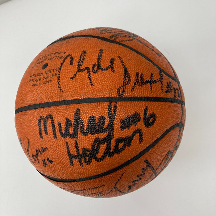 1987-88 Portland Trail Blazers Team Signed Game Used Spalding Basketball JSA COA