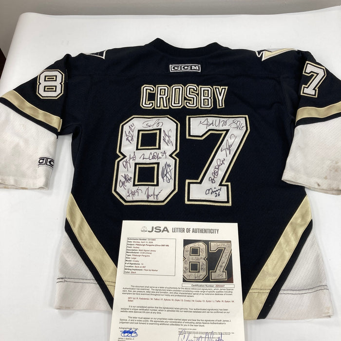 Sidney Crosby 2007-2009 Pittsburgh Penguins Team Signed Hockey Jersey JSA COA