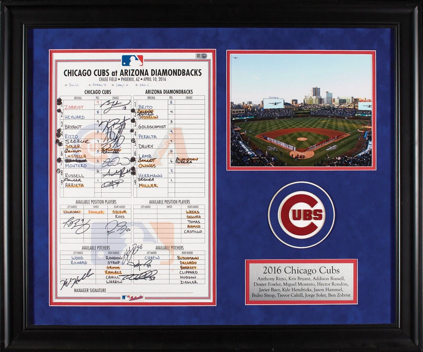 2016 Chicago Cubs World Series Champs Team-Signed Game Used Lineup Card MLB Auth