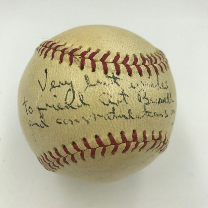1960's Hugh Mulcahy Signed Baseball First Player Drafted In WW2 PSA DNA COA