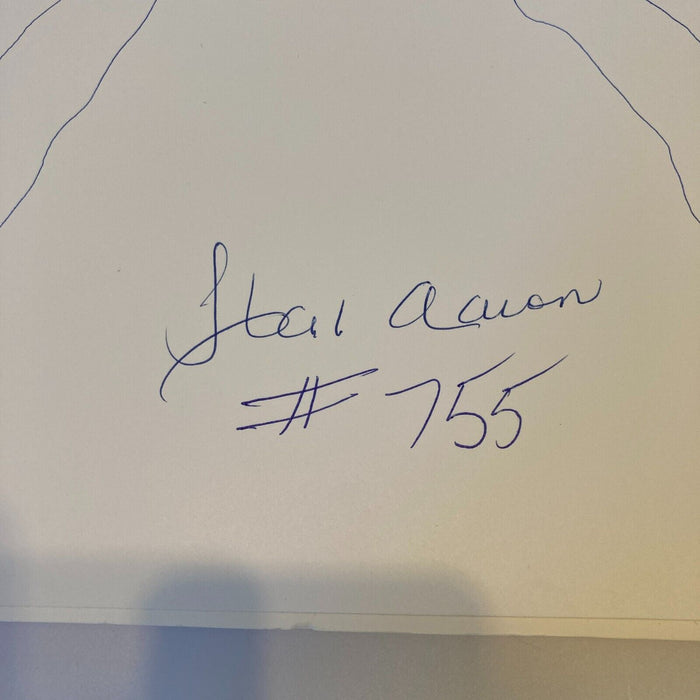 Hank Aaron Signed Large 15x24 Actual Hand Tracing With JSA COA Very Rare