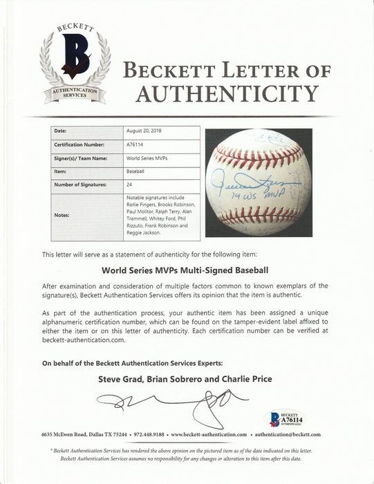 RARE World Series MVP's Signed And Inscribed 2000 World Series 24 Sigs Beckett