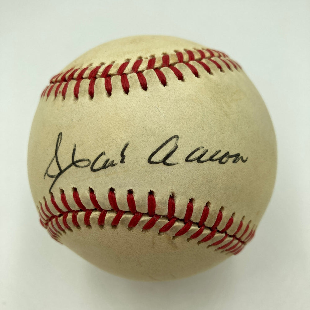 Hank Aaron Signed Official National League Feeney Baseball PSA DNA Certified