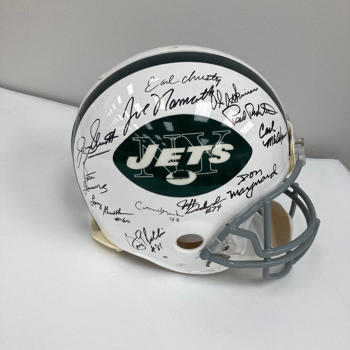 1969 New York Jets Super Bowl Champs Team Signed Authentic Game Helmet JSA COA
