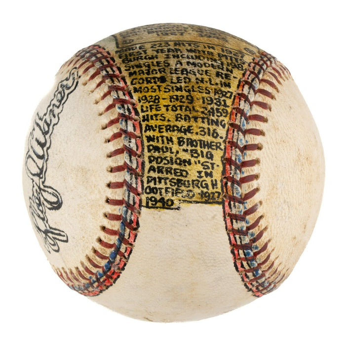 Beautiful Lloyd Waner Hand Painted George Sosnak Folk Art Signed Baseball