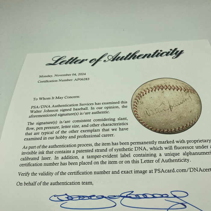 Walter Johnson Single Signed Official American League Baseball PSA DNA & Beckett