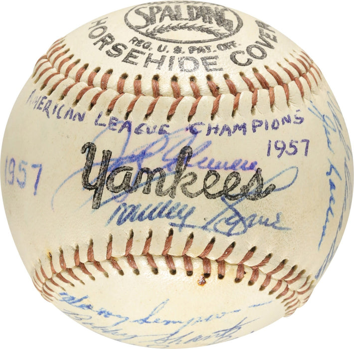 1957 New York Yankees American League Champs Team Signed AL Baseball PSA DNA COA