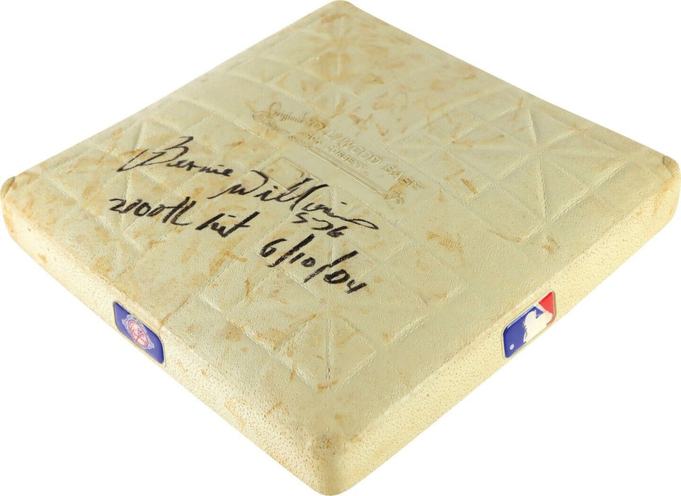 Bernie Williams Signed 2,000th Hit Game Used Base Steiner COA