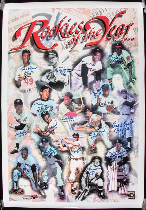 Willie Mays Rookies Of The Year Signed 24x35 Poster Photo JSA COA