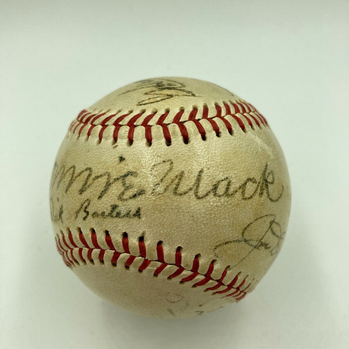 Joe Dimaggio Casey Stengel Connie Mack Frick Will Harridge Signed Baseball PSA