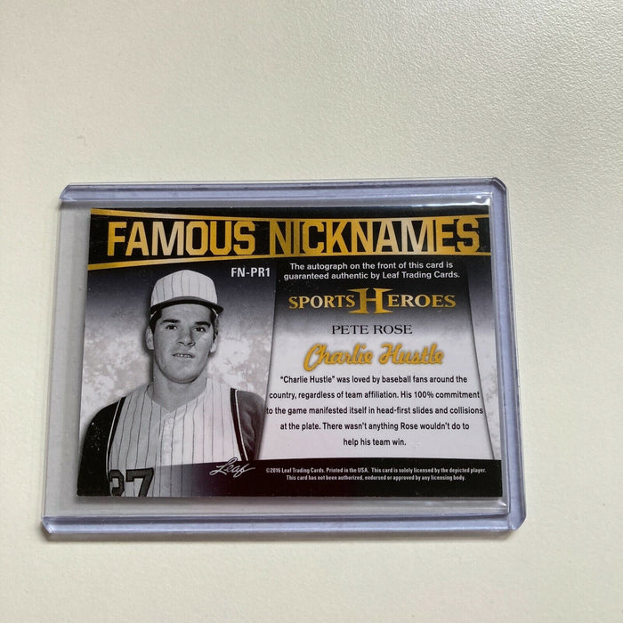 2016 Leaf Famous Nicknames Pete Rose Auto Signed Autographed Baseball Card