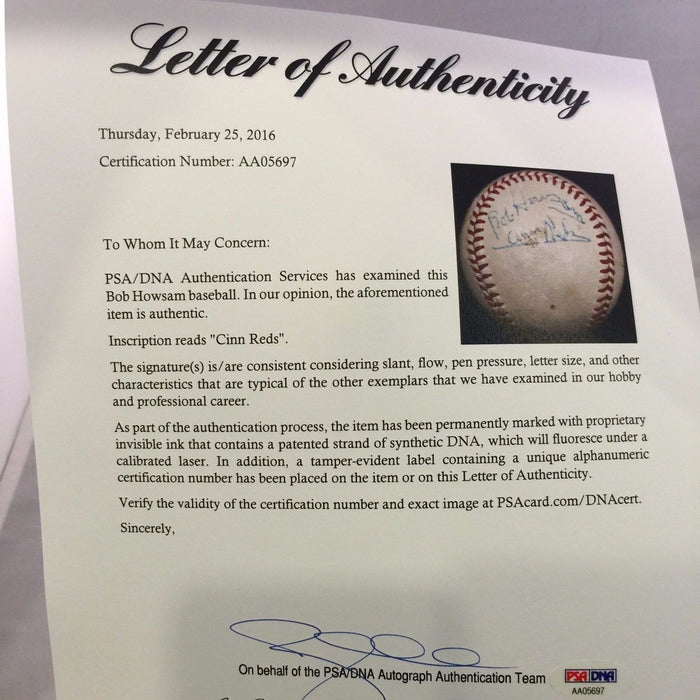 Rare Bob Howsam Single Signed Baseball Cardinals Cincinnati Reds PSA DNA COA