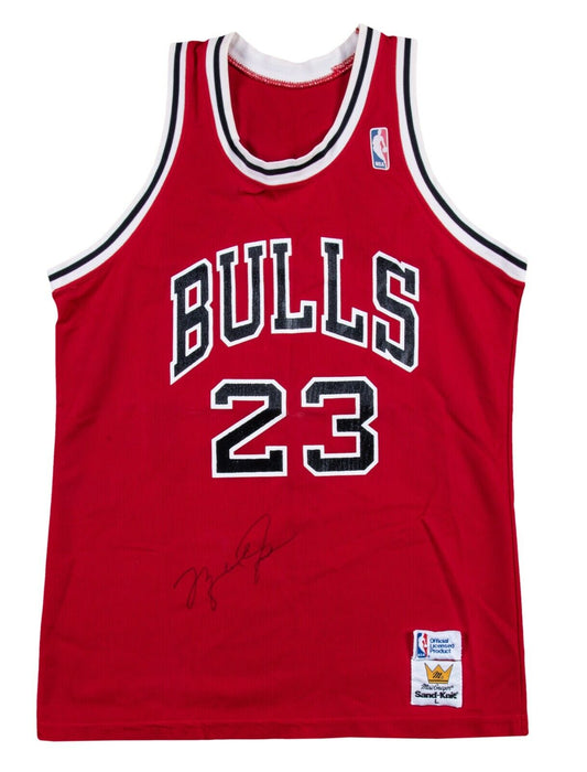 Michael Jordan Rookie Era Signed 1980's Sand Knit Chicago Bulls Jersey Beckett