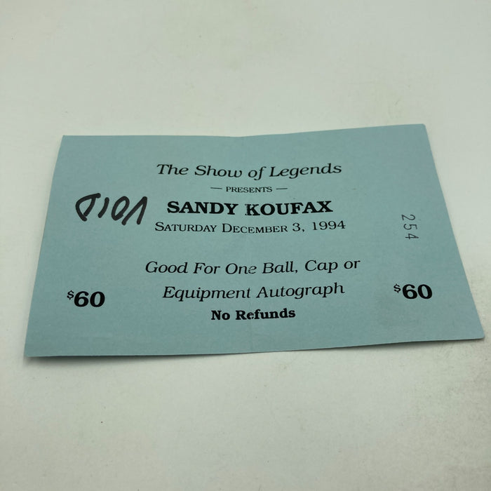 Sandy Koufax Hall Of Fame 1972 Signed National League Baseball JSA COA