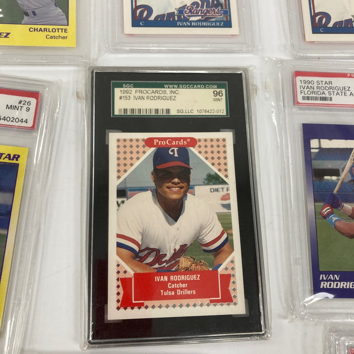 Lot Of (15) 1990 & 1991 Ivan Rodriguez Rookie PSA Graded Baseball Cards Topps...