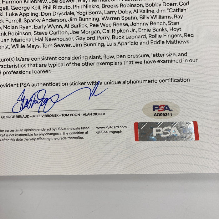 Beautiful Hall Of Fame Multi Signed Bat 66 Sigs Hank Aaron Willie Mays PSA DNA