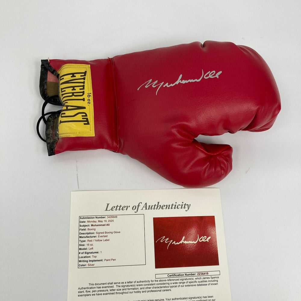 Muhammad Ali Signed Everlast Boxing Glove Silver Ink JSA  COA