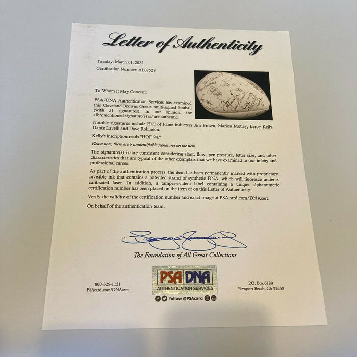 Jim Brown Cleveland Browns Legends Multi Signed Football 31 Sigs PSA DNA COA